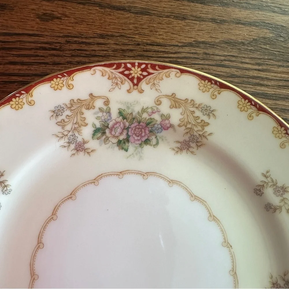 Noritake China Cardinal Rose 6 3/8” Plate Bread / Dessert Occupied Japan Vintage
